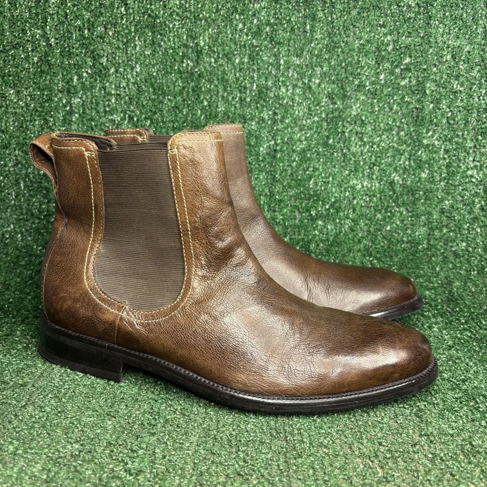 Cole Haan C08696 Chelsea Leather Elastic Side Goring Ankle Boot Brown Mens Sz 9